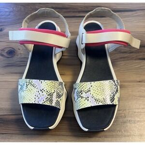 Sorel Kinetic Sandals Women's Size 12 US Snake Print Strap Chunky Wedge Sport